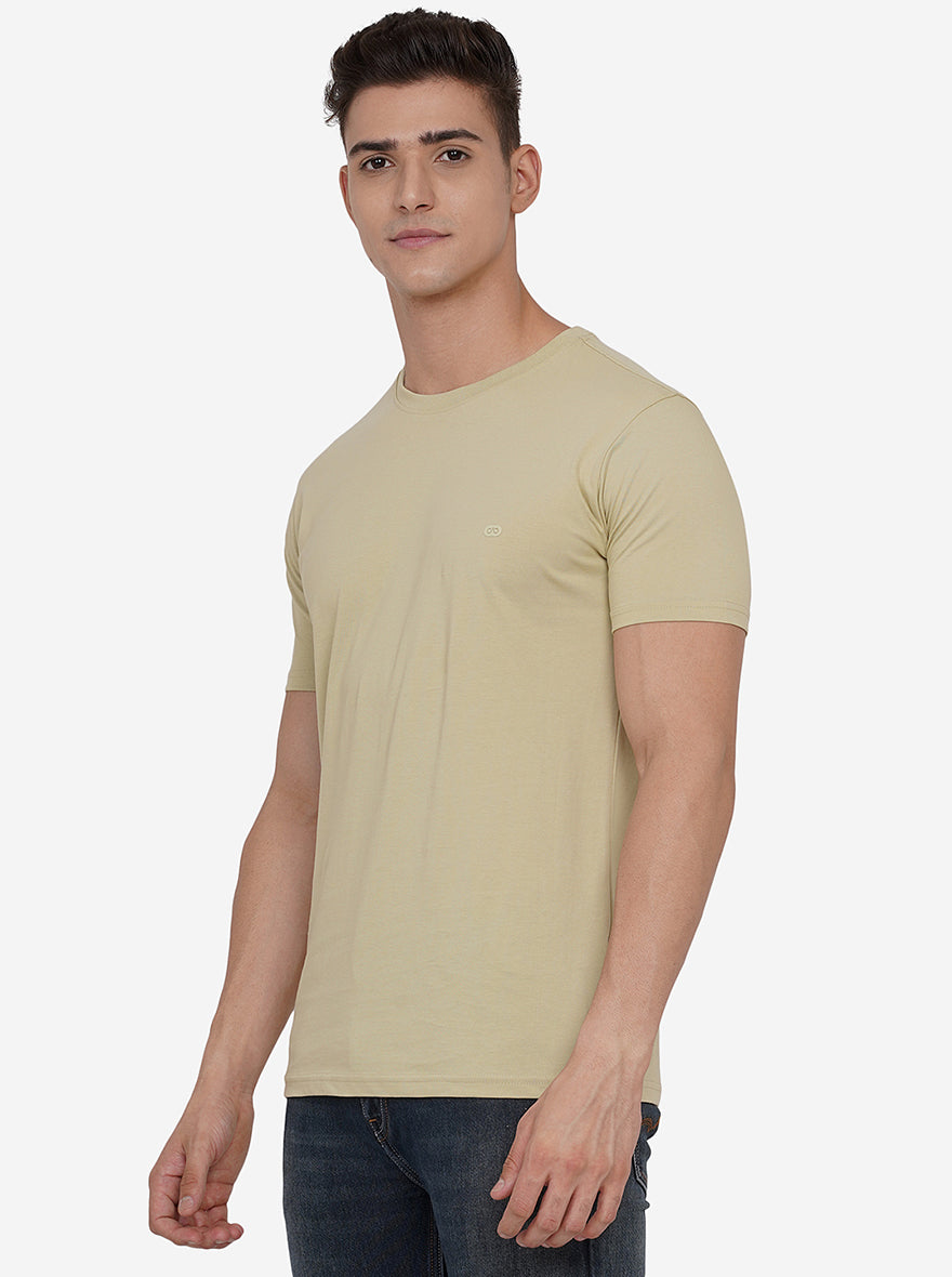 Haze Green Solid Slim Fit T-Shirt | pehervi