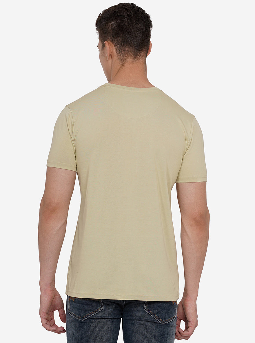 Haze Green Solid Slim Fit T-Shirt | pehervi