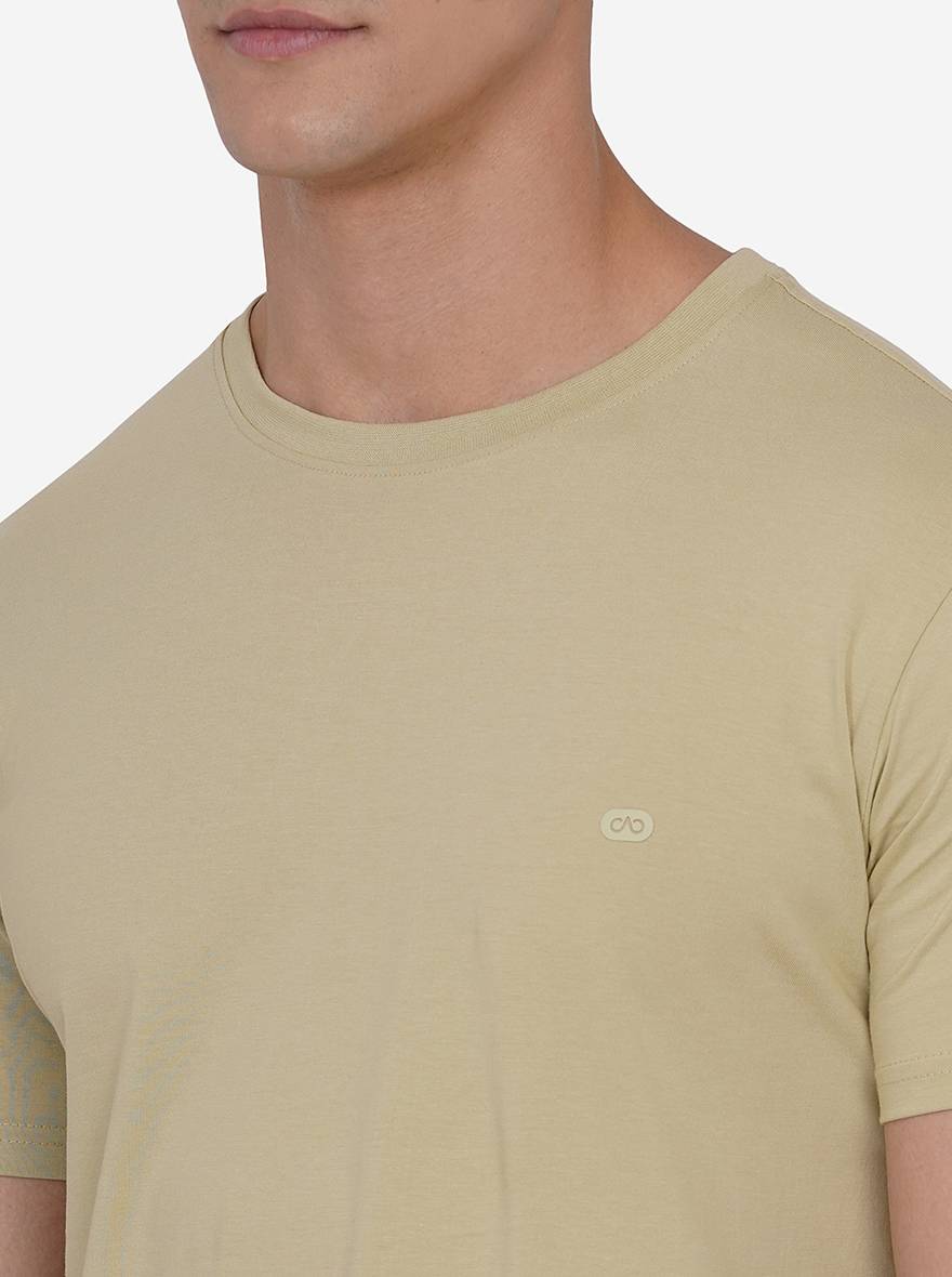 Haze Green Solid Slim Fit T-Shirt | pehervi