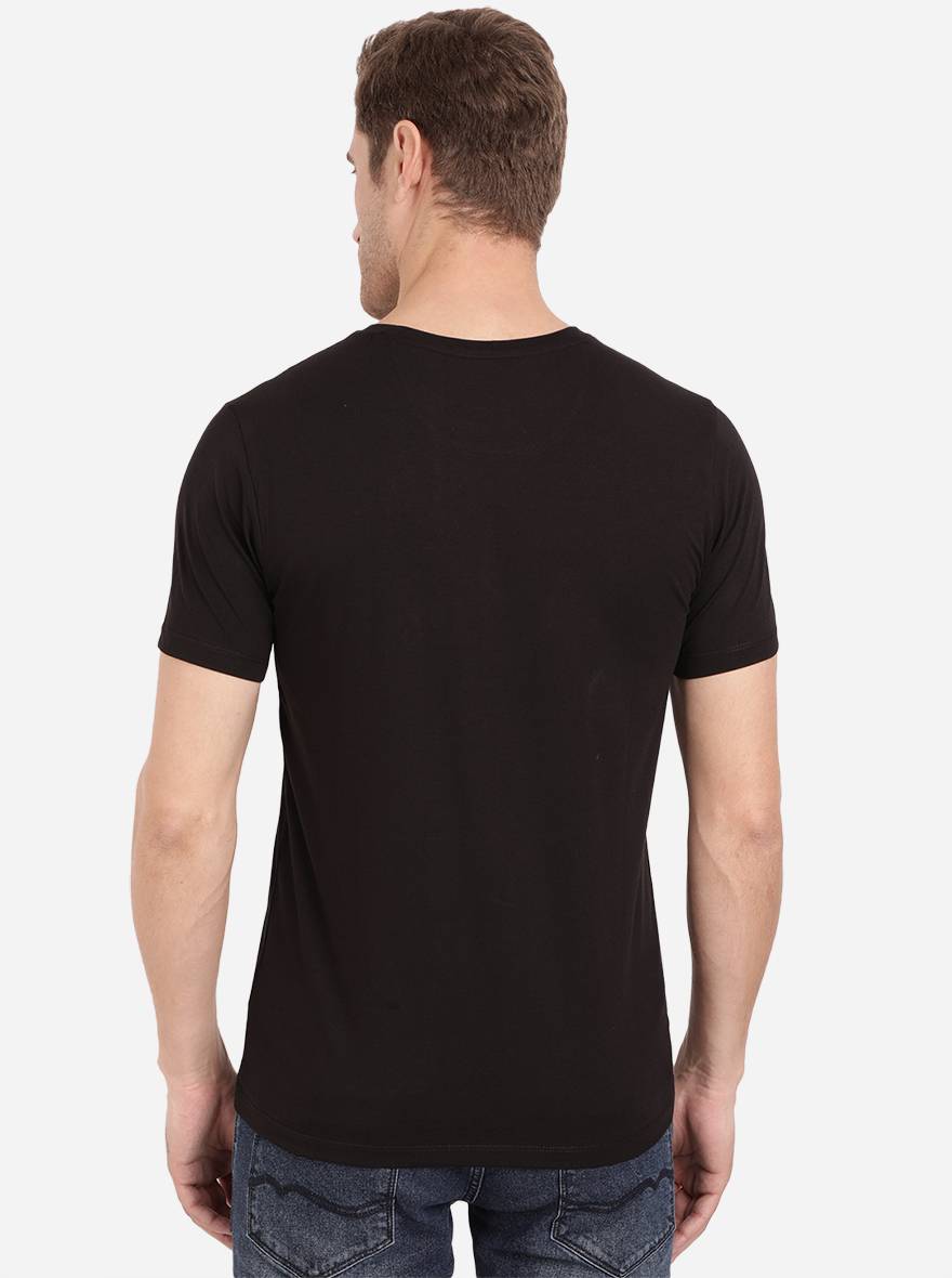 Black Printed Slim Fit T-Shirt | pehervi
