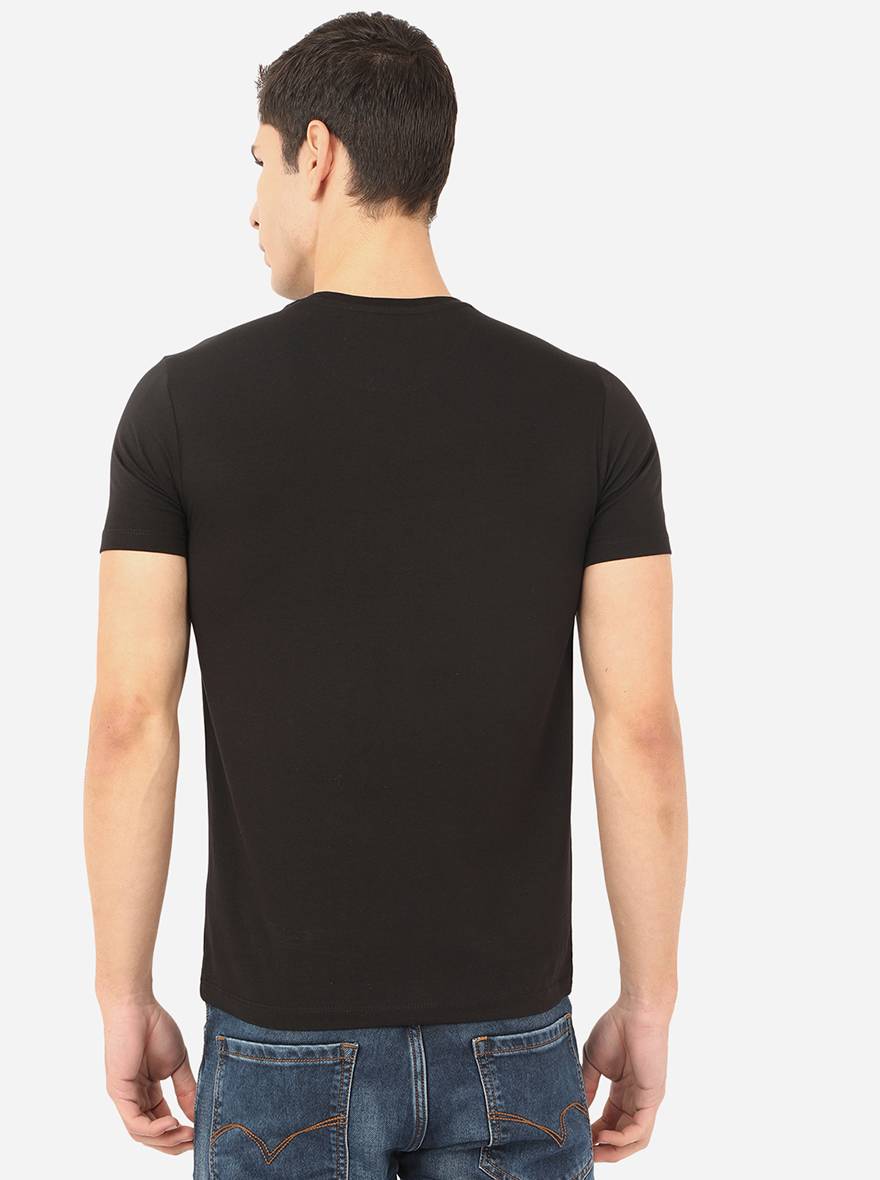 Black Printed Slim Fit T-Shirt | pehervi