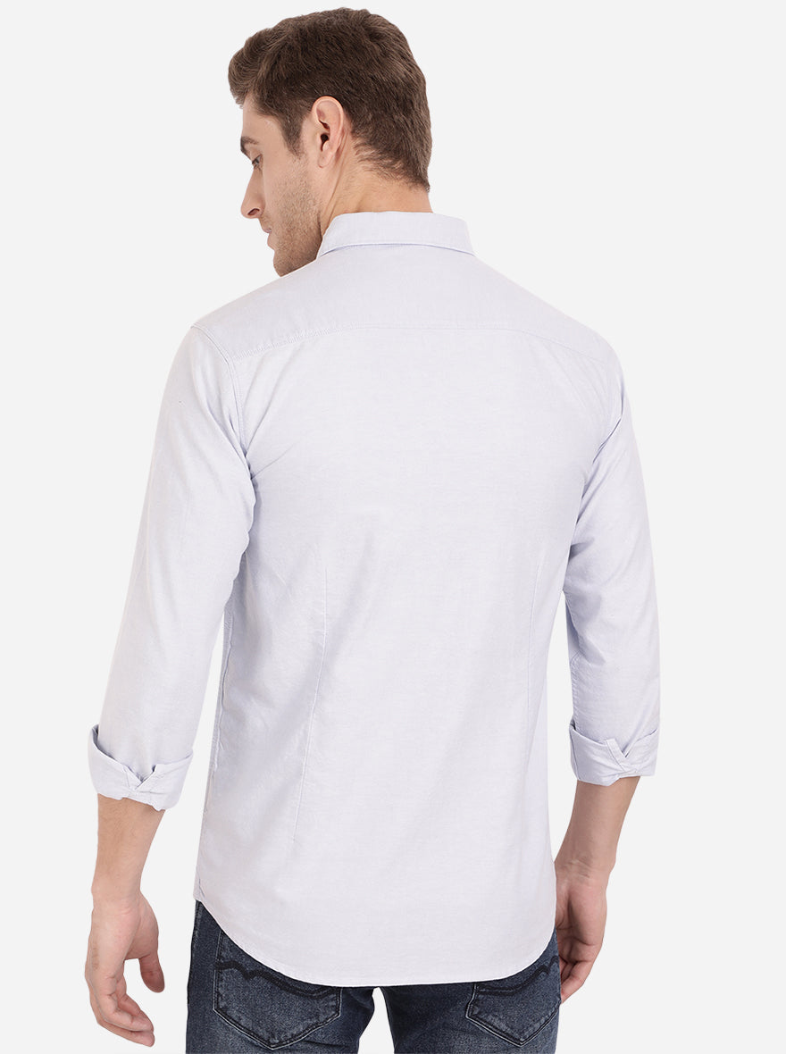 Powder Blue Solid Slim Fit Semi Casual Shirt | Pehervi