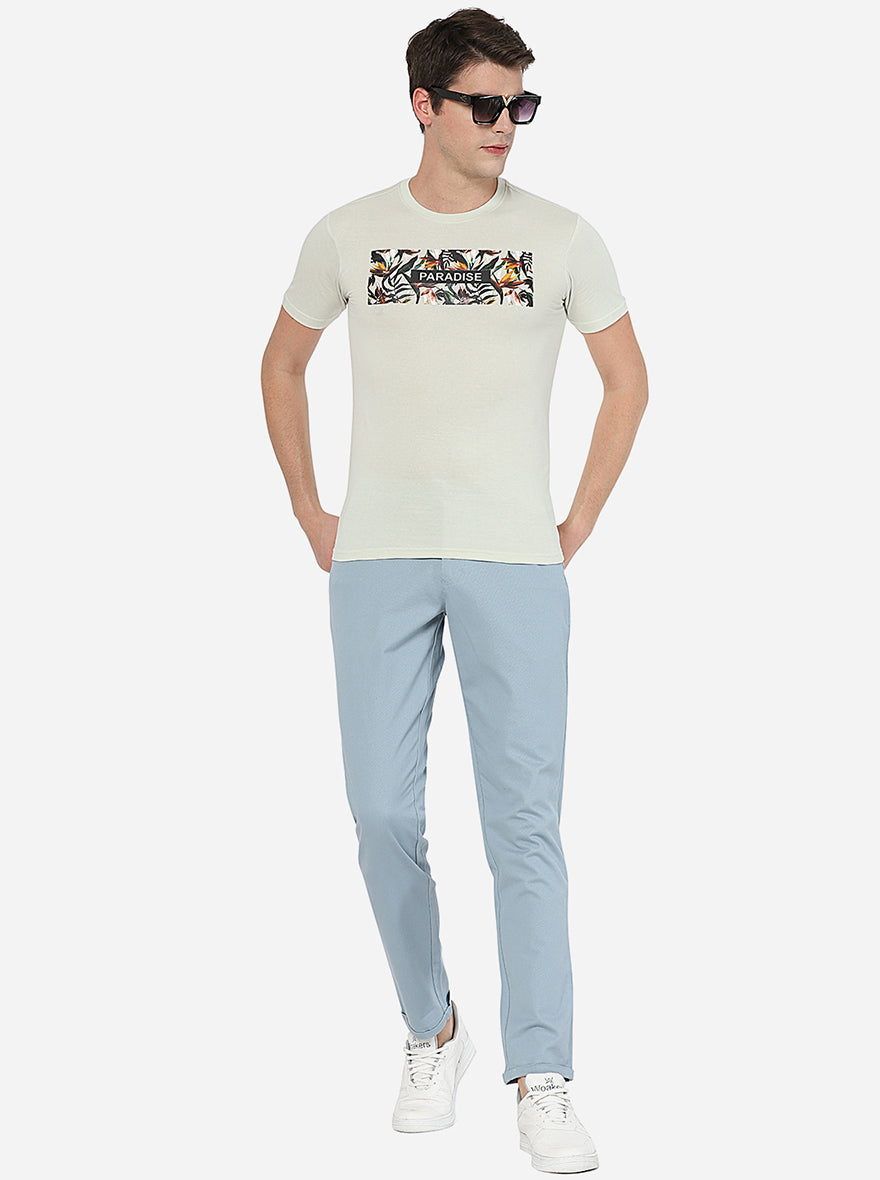 White Printed Slim Fit T-Shirt | pehervi
