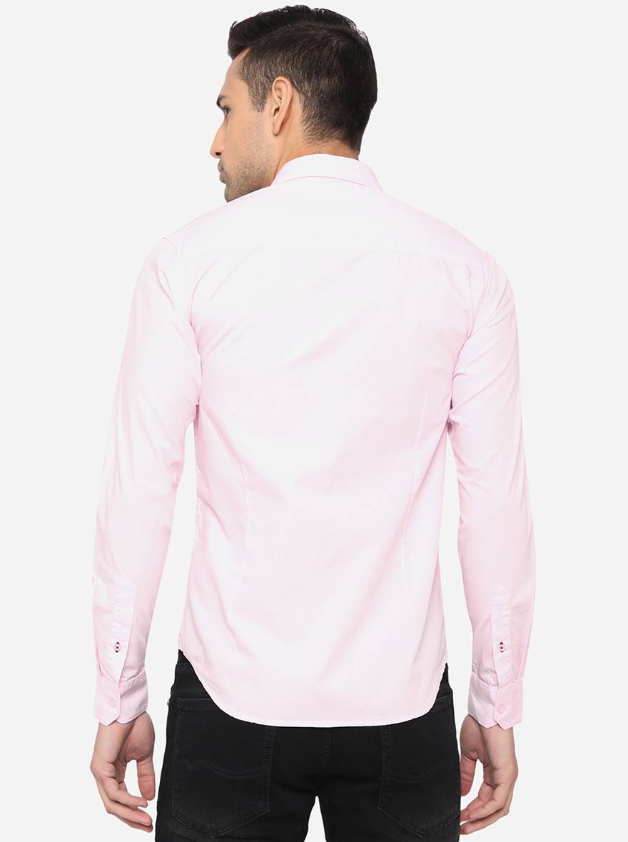 Cradle Pink Solid Slim Fit Semi Casual Shirt | Pehervi