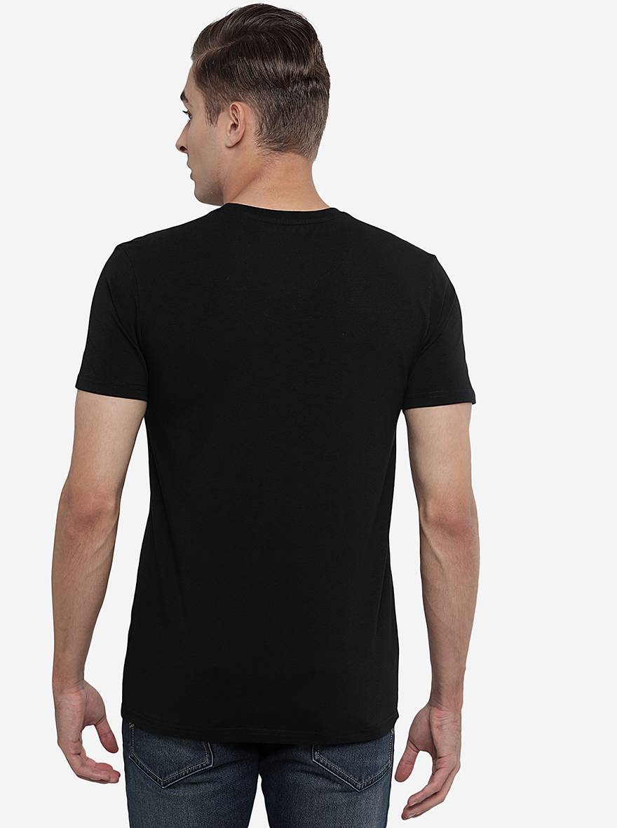 Black Printed Slim Fit T-Shirt | pehervi