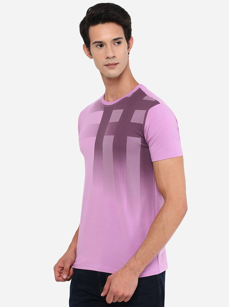 Purple Printed Slim Fit T-Shirt | pehervi