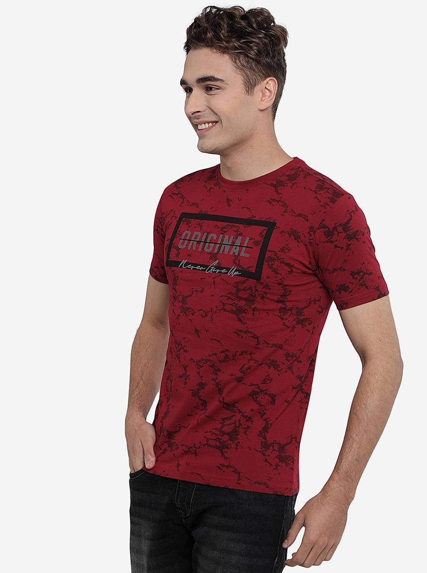 Rio Red Printed Slim Fit T-Shirt | pehervi