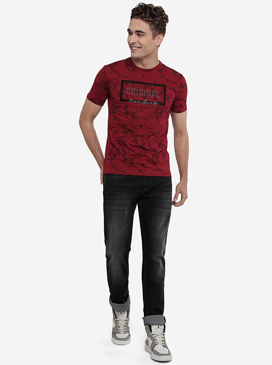 Rio Red Printed Slim Fit T-Shirt | pehervi