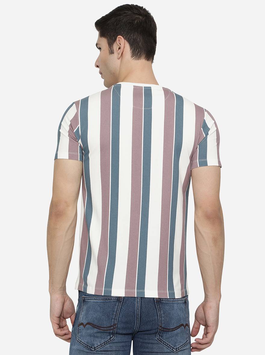 White Striped Slim Fit T-Shirt | pehervi