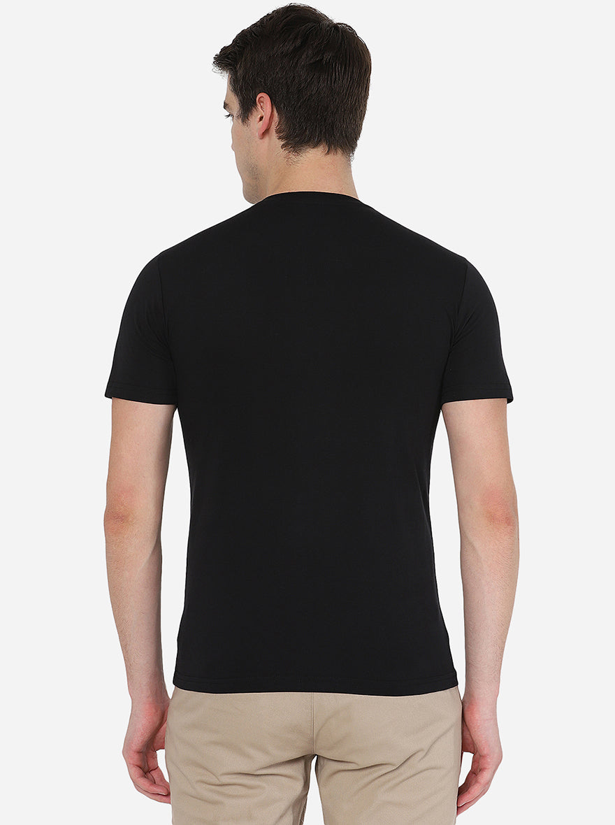 Black Printed Slim Fit T-Shirt | pehervi