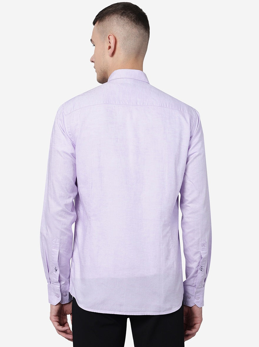 Lavender Solid Slim Fit Semi Casual Shirt | Pehervi