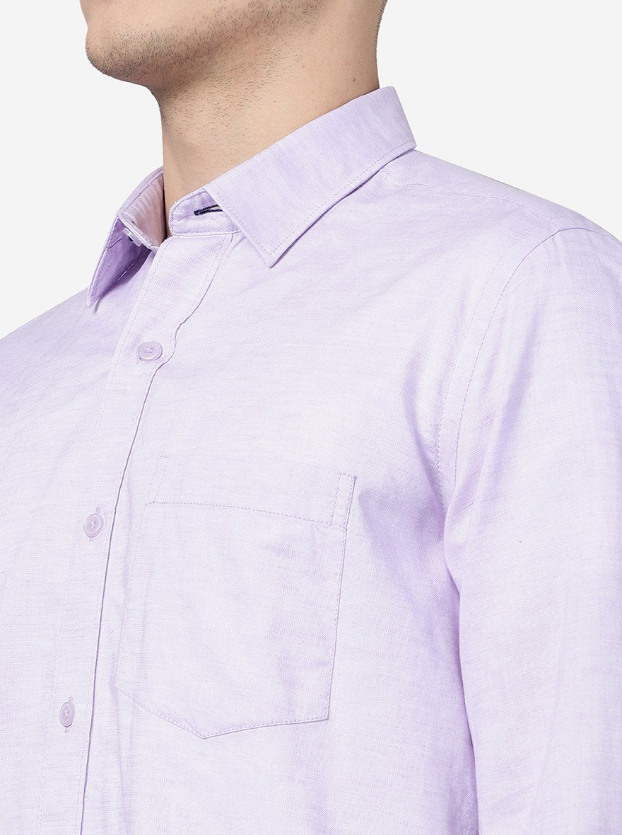 Lavender Solid Slim Fit Semi Casual Shirt | Pehervi