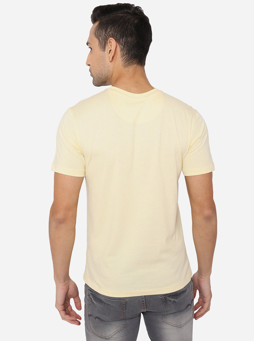 Cream Solid Slim Fit T-Shirt | pehervi