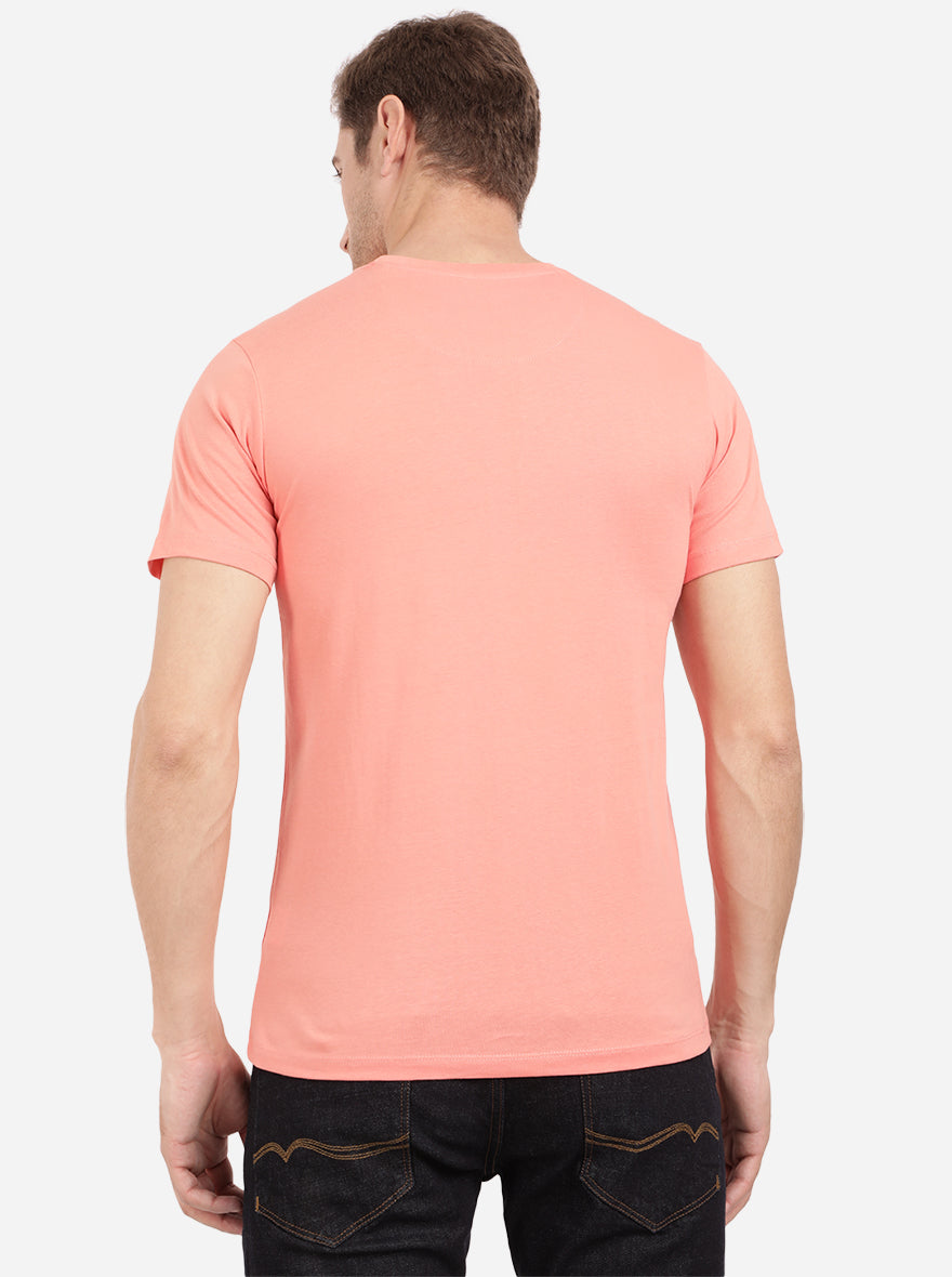 Shell Pink Solid Slim Fit T-Shirt | pehervi