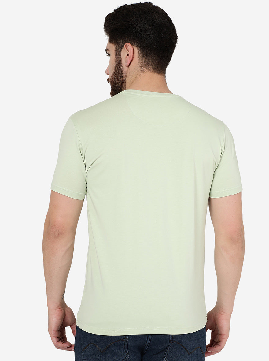 Mint Green Printed Slim Fit T-Shirt | pehervi