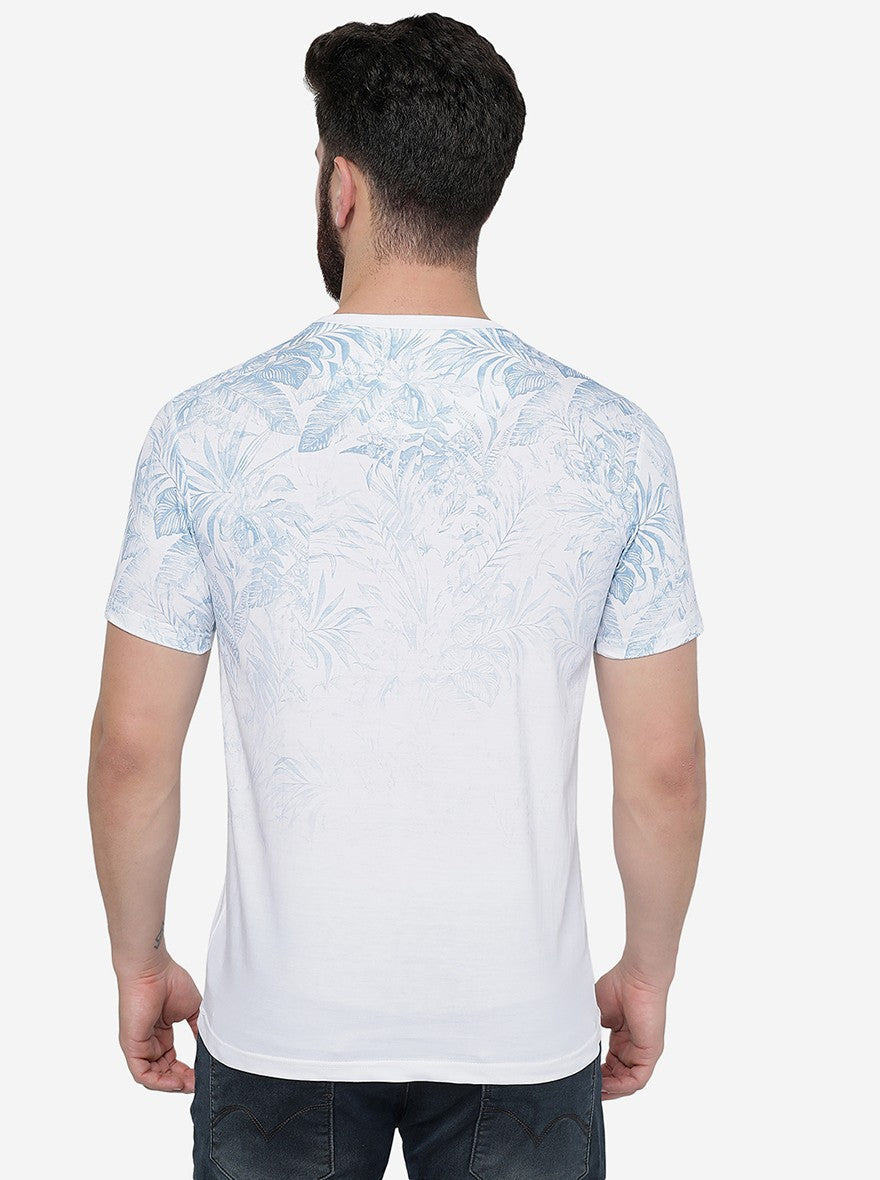 White Printed Slim Fit T-Shirt | pehervi