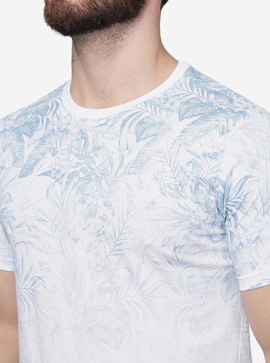 White Printed Slim Fit T-Shirt | pehervi