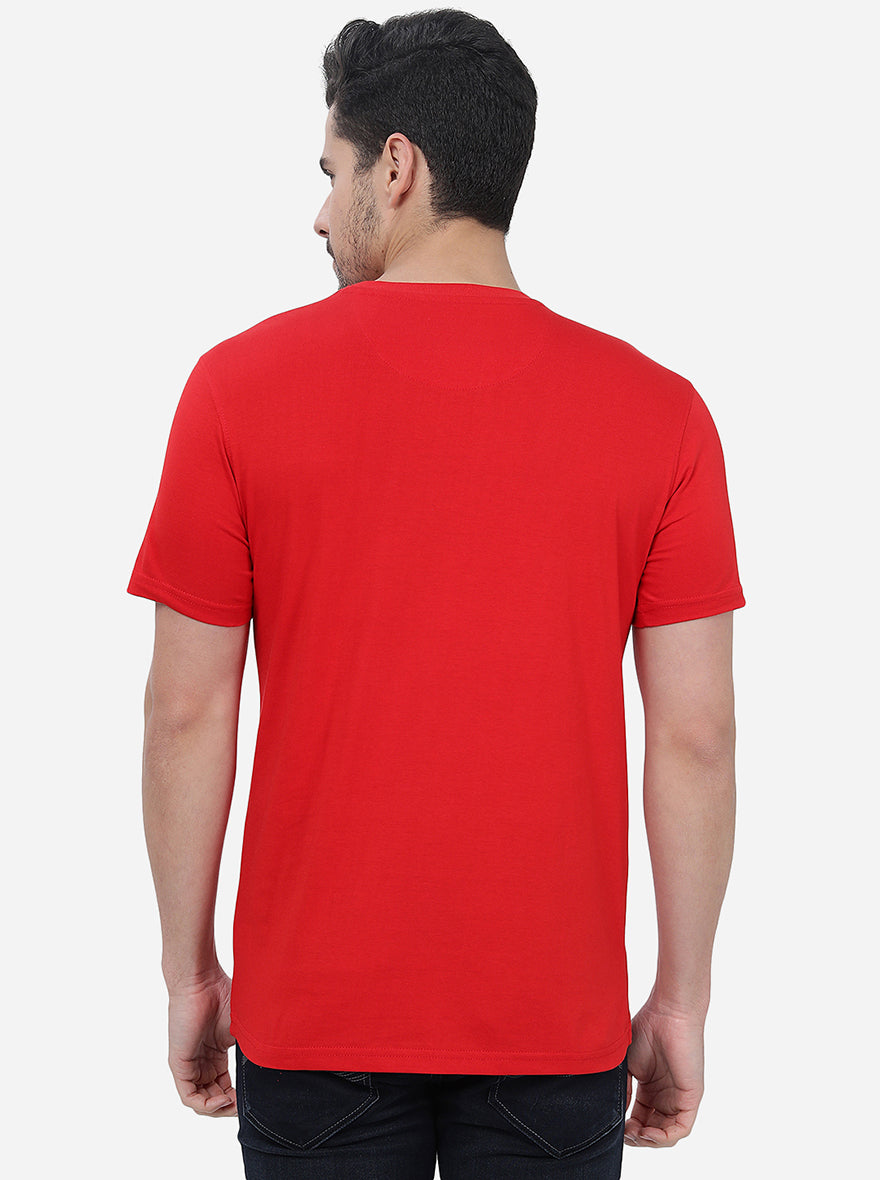 Red Printed Slim Fit T-Shirt | pehervi