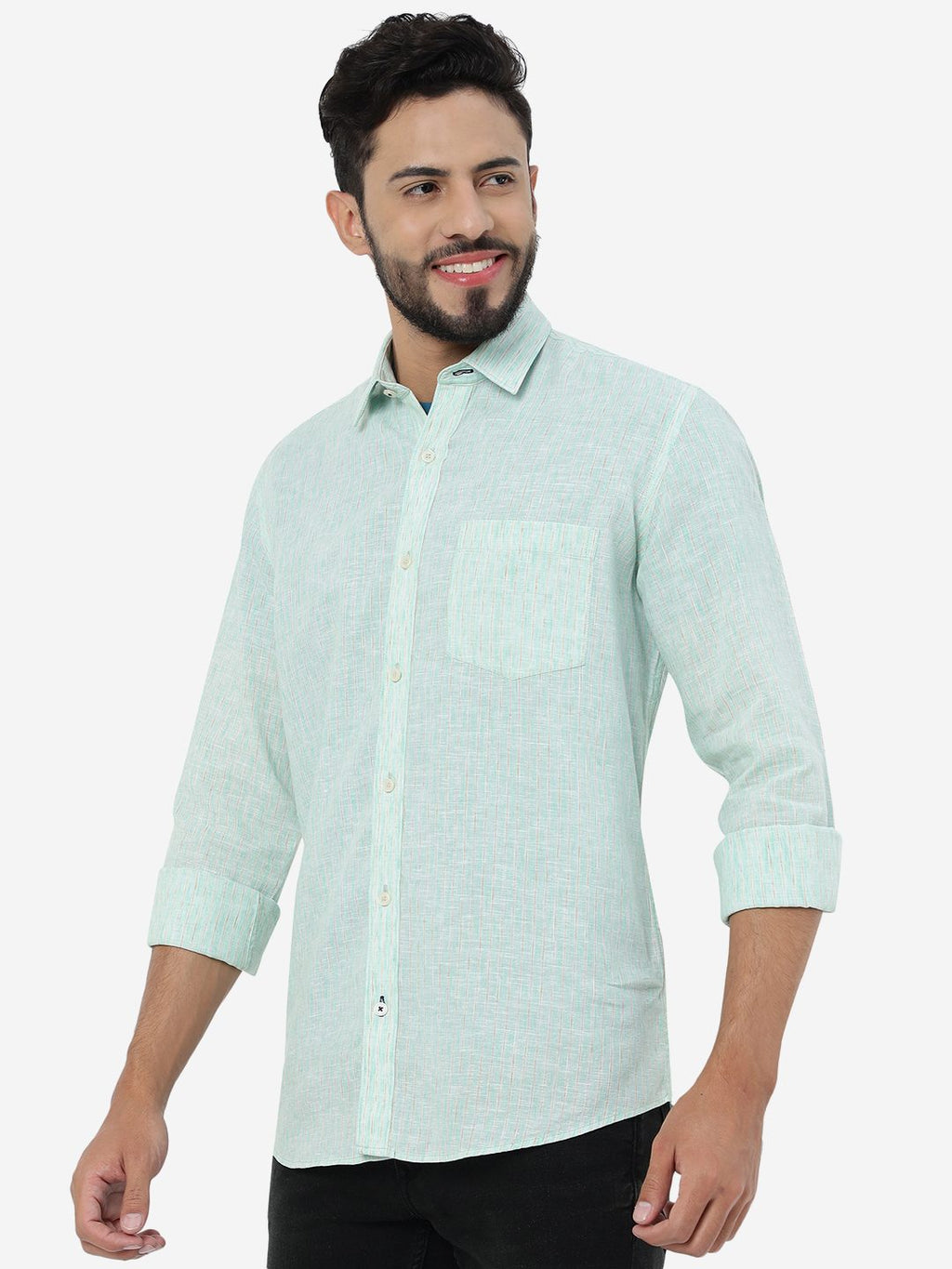 Brook Green Striped Slim Fit Semi Casual Shirt | Pehervi