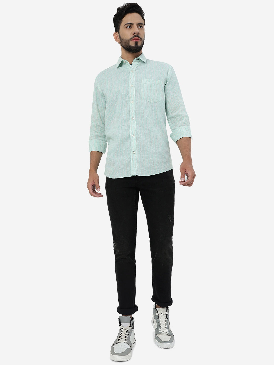 Brook Green Striped Slim Fit Semi Casual Shirt | Pehervi