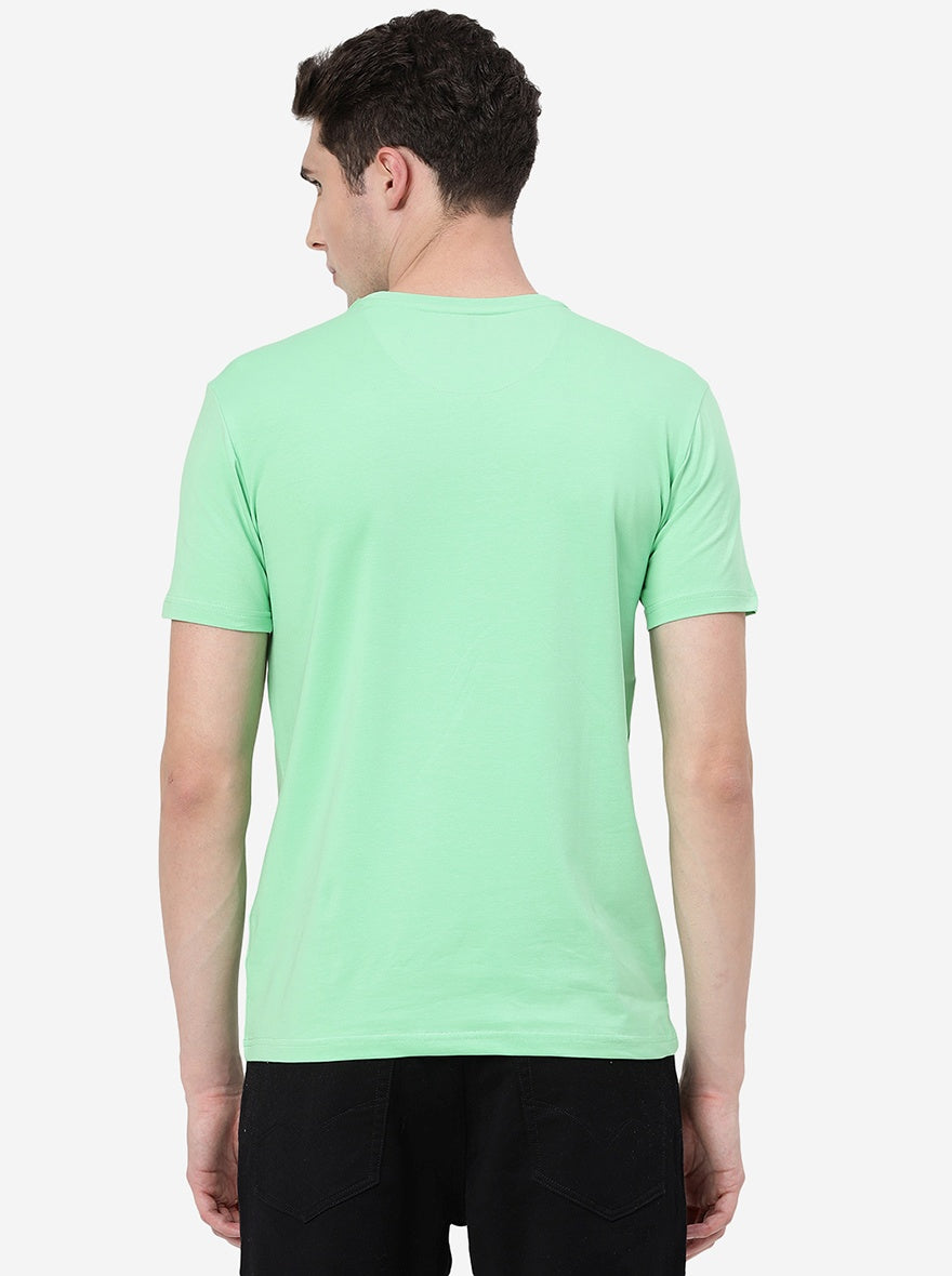 Irish Green Printed Slim Fit T-Shirt | pehervi