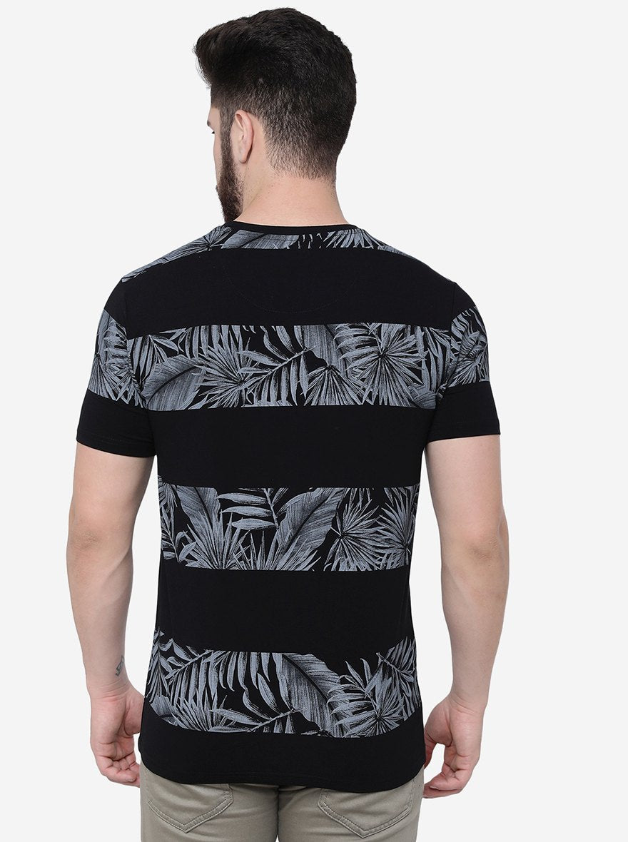 Black Printed Slim Fit T-Shirt | pehervi