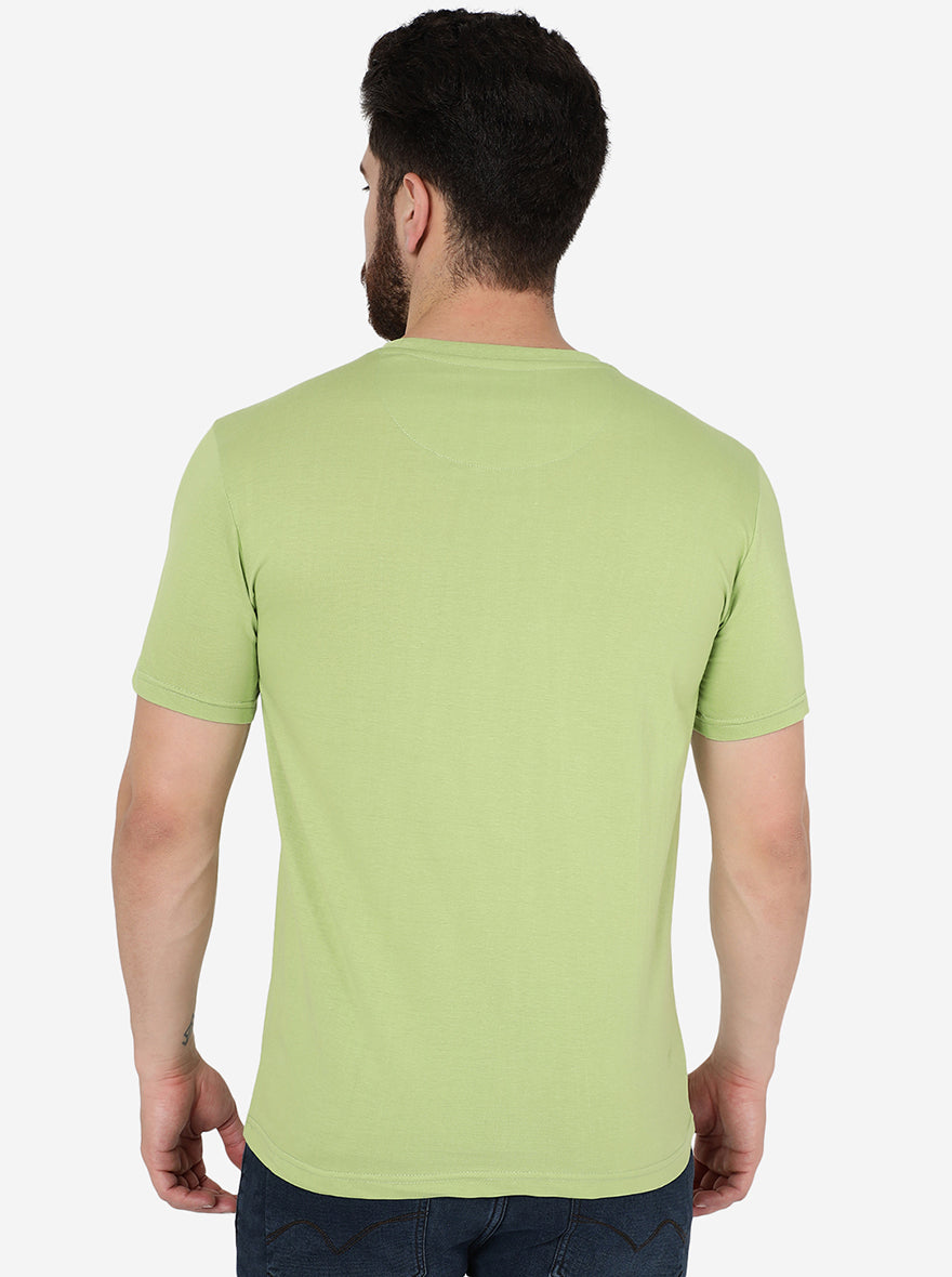 Herbal Green Printed Slim Fit T-Shirt | pehervi