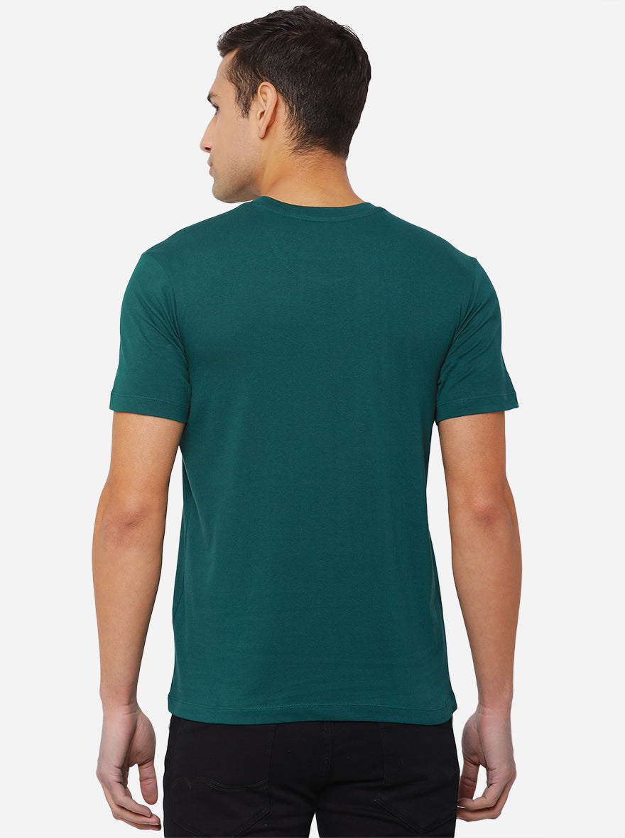 Dark Green Solid Slim Fit T-Shirt | pehervi