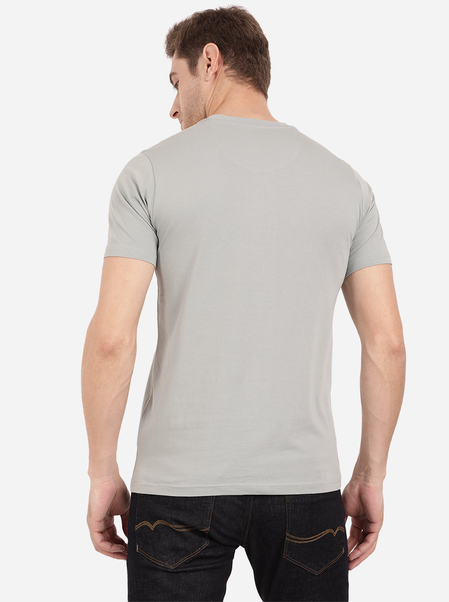 Iron Grey Printed Slim Fit T-Shirt | pehervi