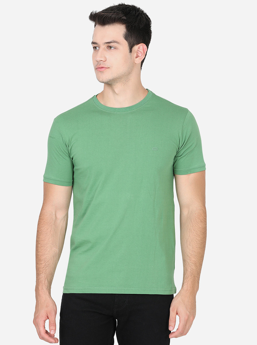 Mint Green Solid Slim Fit T-Shirt | pehervi