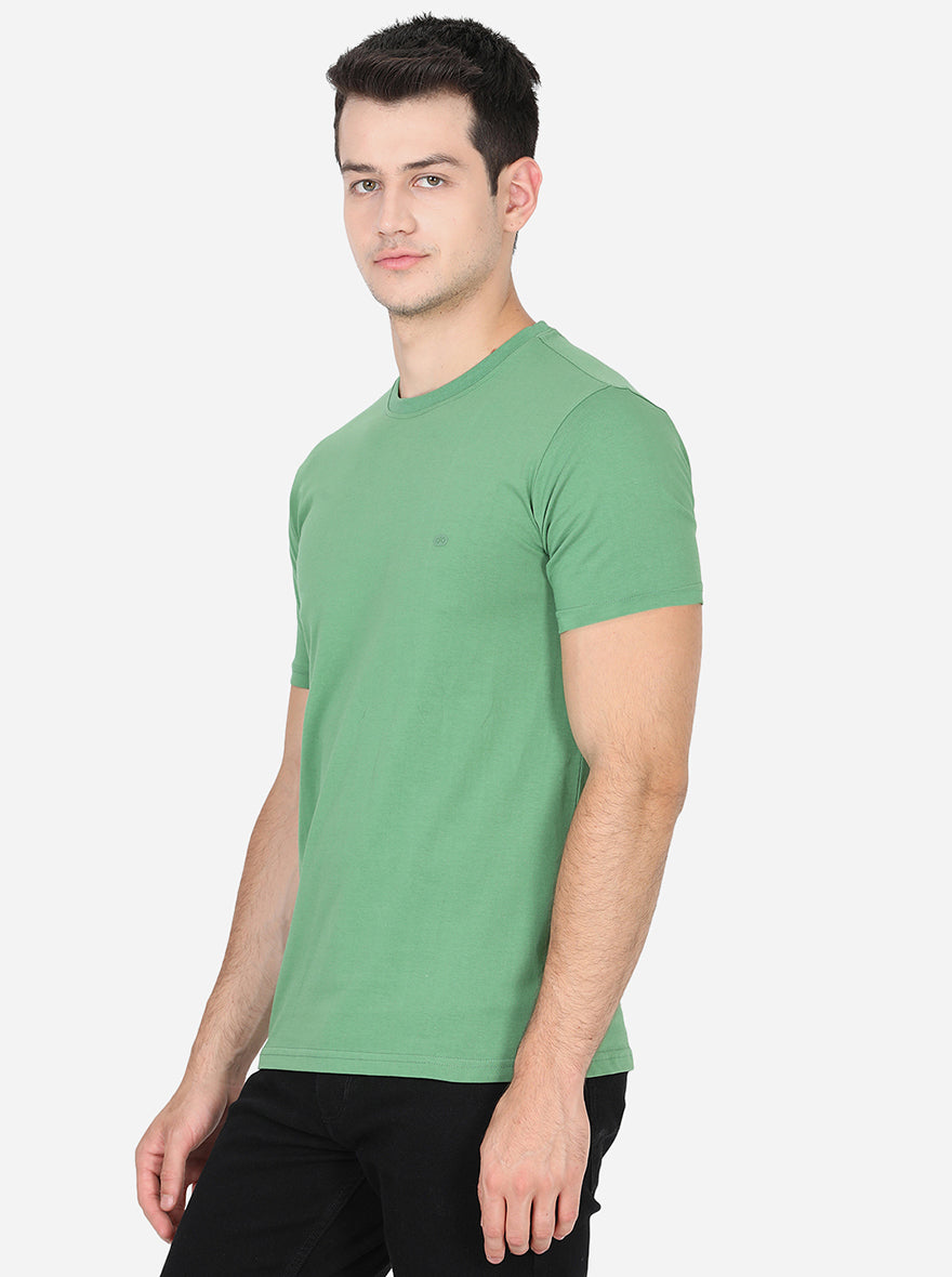 Mint Green Solid Slim Fit T-Shirt | pehervi