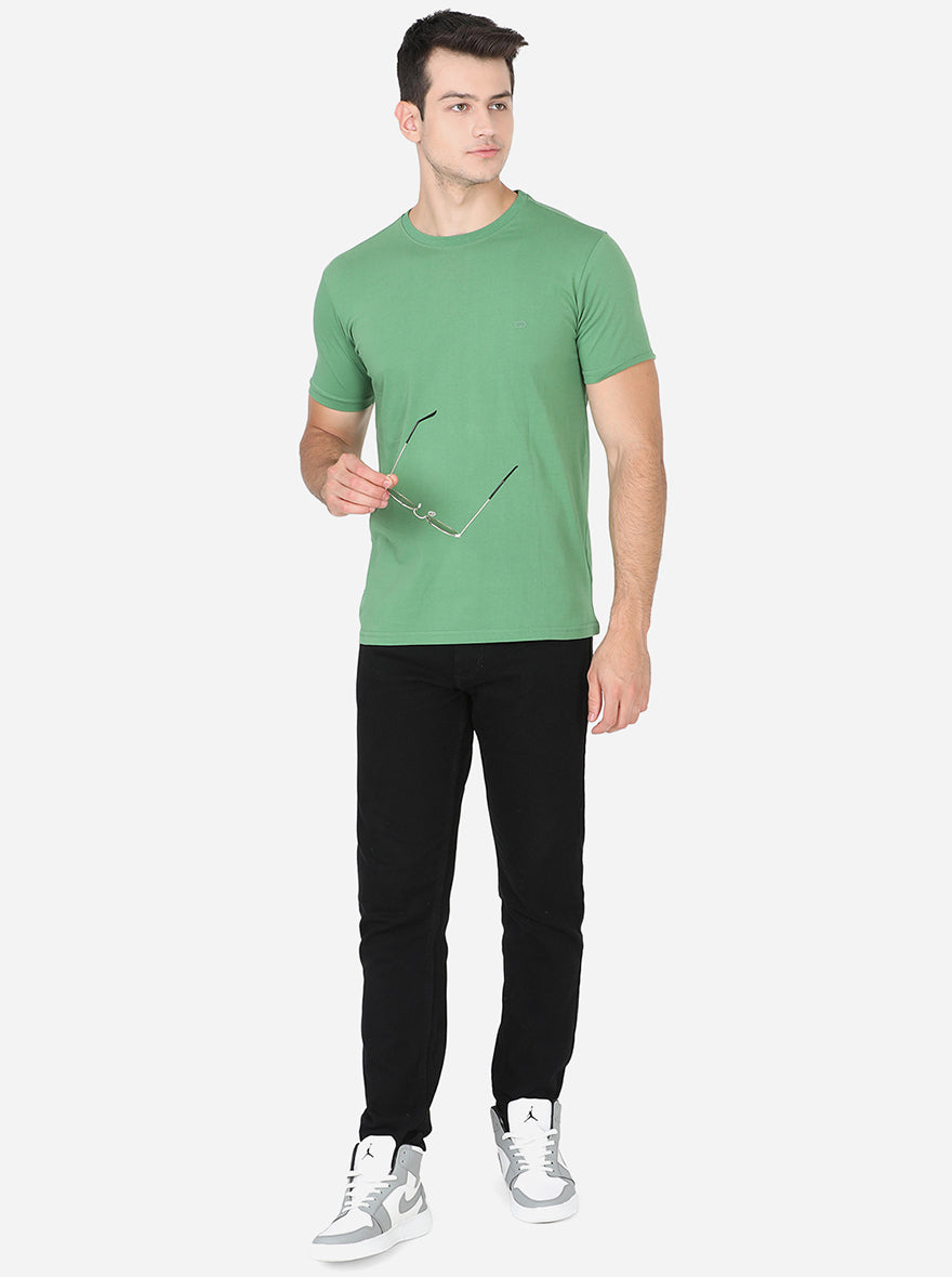 Mint Green Solid Slim Fit T-Shirt | pehervi