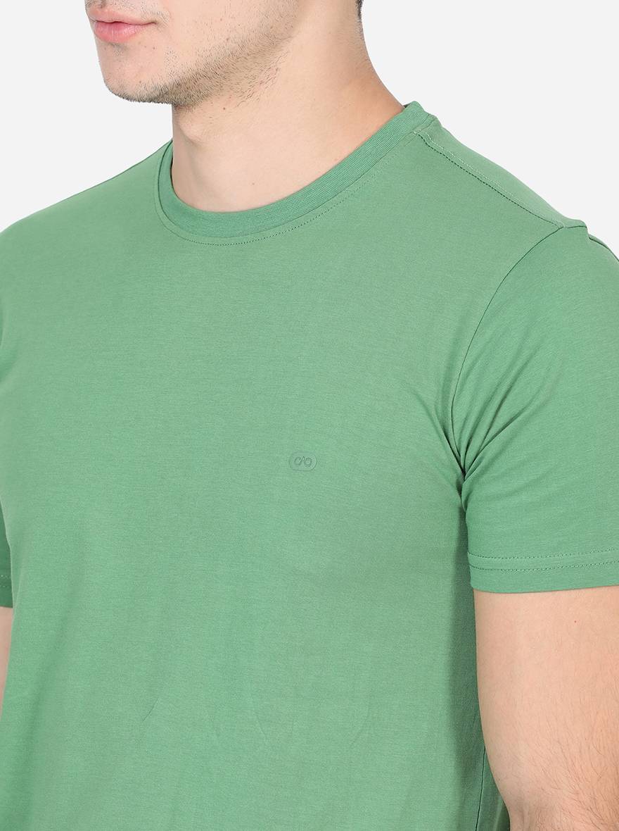 Mint Green Solid Slim Fit T-Shirt | pehervi