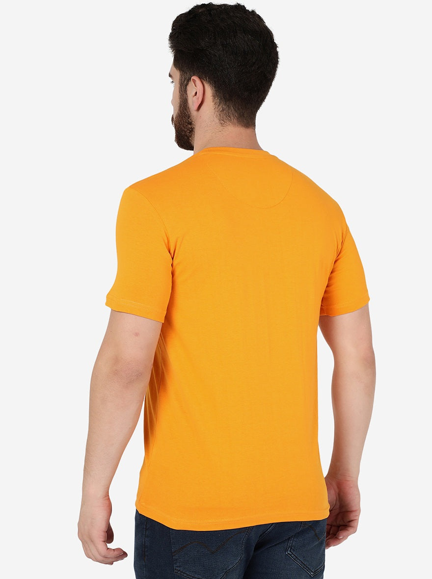 Orange Solid Slim Fit T-Shirt | pehervi