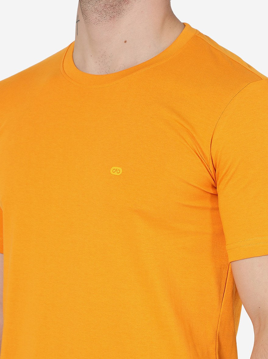 Orange Solid Slim Fit T-Shirt | pehervi
