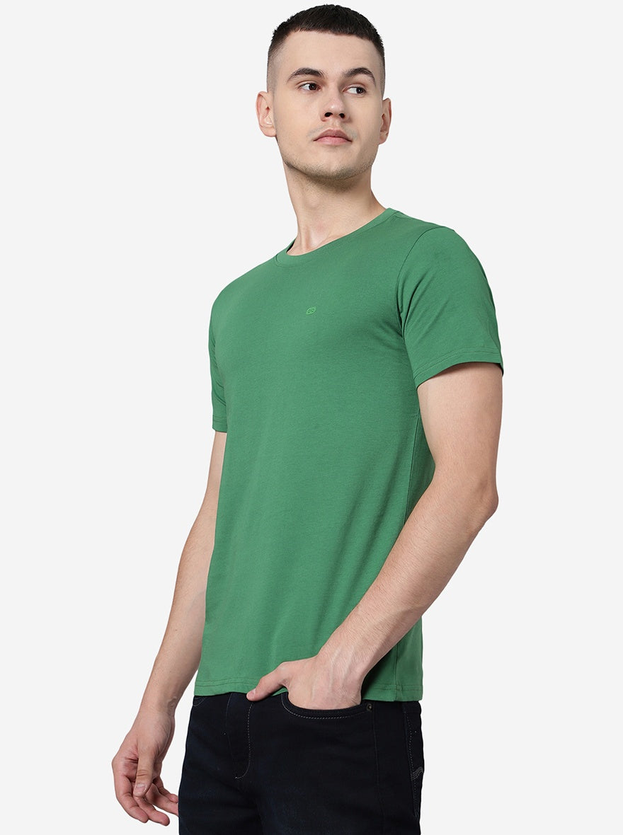 Mint Green Solid Slim Fit T-Shirt | pehervi