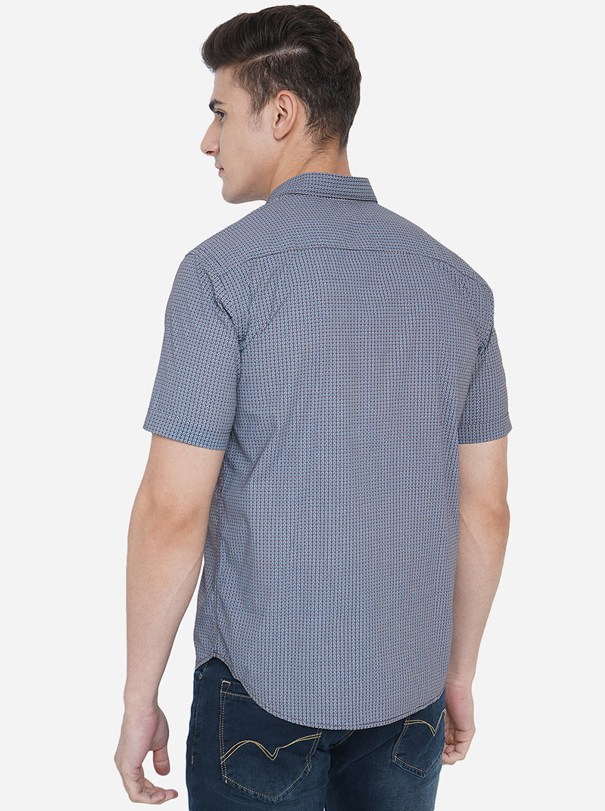 Brown Printed Classic Fit Semi Casual Shirt | Pehervi